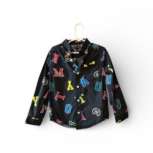 Tommy Hilfiger kids boys allover letter print button down shirt 100% cotton